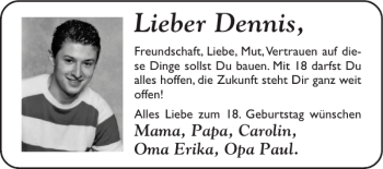 Glückwunschanzeige von Dennis  von Super Sonntag / Super Mittwoch