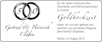 Glückwunschanzeige von Goldhochzeit  von Super Sonntag / Super Mittwoch