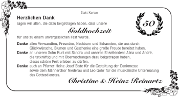 Glückwunschanzeige von Goldhochzeit Christine Heinz Reinartz von Super Sonntag / Super Mittwoch