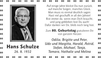 Glückwunschanzeige von Hans Schulze von Super Sonntag / Super Mittwoch