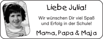 Glückwunschanzeige von Julia  von Super Sonntag / Super Mittwoch