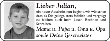 Glückwunschanzeige von Julian  von Super Sonntag / Super Mittwoch