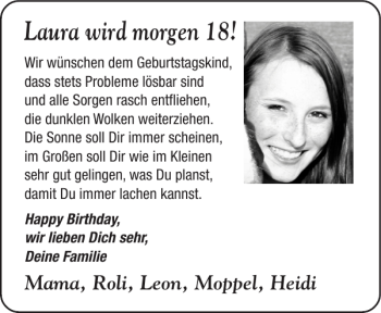 Glückwunschanzeige von Laura  von Super Sonntag / Super Mittwoch