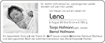 Glückwunschanzeige von Lena  von Super Sonntag / Super Mittwoch