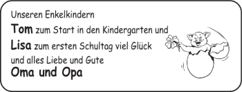 Glückwunschanzeige von Lisa Oma und Opa von Super Sonntag / Super Mittwoch