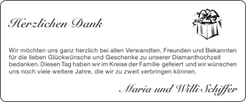 Glückwunschanzeige von Maria und Willi Schiffer von Super Sonntag / Super Mittwoch