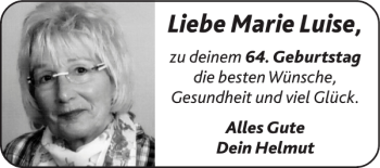 Glückwunschanzeige von Marie Luise von Super Sonntag / Super Mittwoch