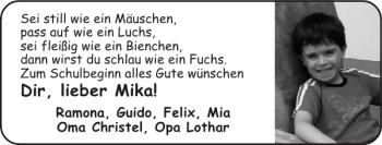 Glückwunschanzeige von Mika  von Super Sonntag / Super Mittwoch