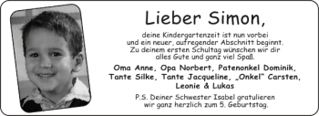 Glückwunschanzeige von Simon  von Aachener Zeitung / Aachener Nachrichten