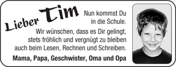 Glückwunschanzeige von Tim  von Super Sonntag / Super Mittwoch