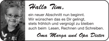 Glückwunschanzeige von Tim  von Super Sonntag / Super Mittwoch