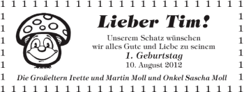Glückwunschanzeige von Tim  von Super Sonntag / Super Mittwoch