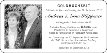 Glückwunschanzeige von Andreas Erna Höppener von Super Sonntag / Super Mittwoch