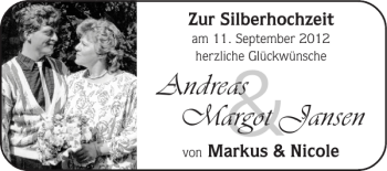 Glückwunschanzeige von Andreas Margot Jansen von Super Sonntag / Super Mittwoch