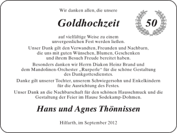 Glückwunschanzeige von Goldhochzeit  von Super Sonntag / Super Mittwoch