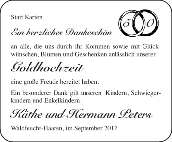Glückwunschanzeige von Goldhochzeit  von Super Sonntag / Super Mittwoch