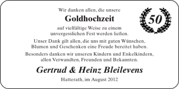 Glückwunschanzeige von Goldhochzeit  von Super Sonntag / Super Mittwoch