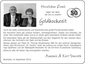 Glückwunschanzeige von Goldhochzeit  von Super Sonntag / Super Mittwoch