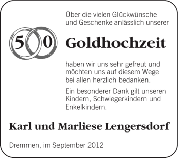 Glückwunschanzeige von Goldhochzeit  von Super Sonntag / Super Mittwoch