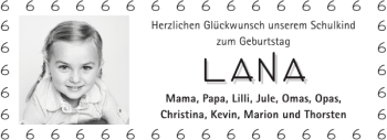 Glückwunschanzeige von LANA  von Aachener Zeitung / Aachener Nachrichten