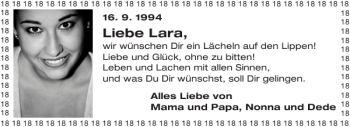 Glückwunschanzeige von Lara  von Aachener Zeitung / Aachener Nachrichten