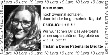 Glückwunschanzeige von Lara Lara Lara Lara Lara Lara Lara  von Super Sonntag / Super Mittwoch