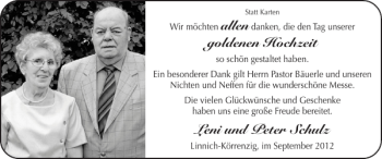 Glückwunschanzeige von Leni und Peter Schulz von Super Sonntag / Super Mittwoch