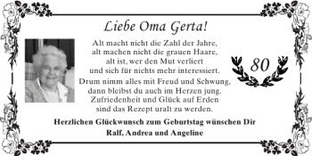 Glückwunschanzeige von Oma Gerta von Super Sonntag / Super Mittwoch
