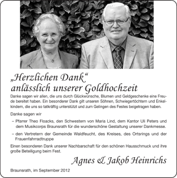 Glückwunschanzeige von anlässlich unserer Goldhochzeit von Super Sonntag / Super Mittwoch