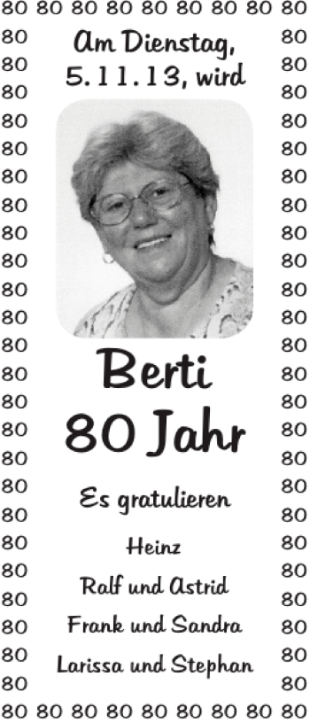 Glückwunschanzeige von Berti  von Super Sonntag / Super Mittwoch
