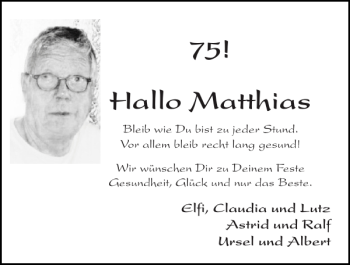 Glückwunschanzeige von Matthias  von Super Sonntag / Super Mittwoch