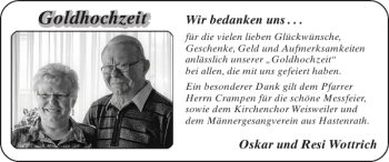 Glückwunschanzeige von Goldhochzeit  von Super Sonntag / Super Mittwoch
