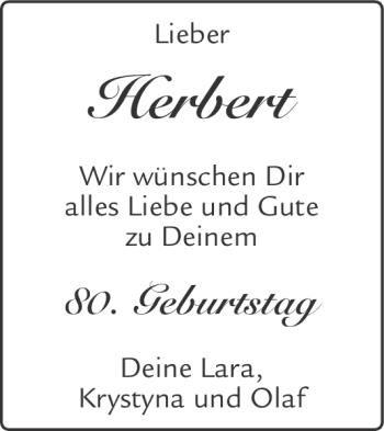 Glückwunschanzeige von Herbert  von Aachener Zeitung / Aachener Nachrichten