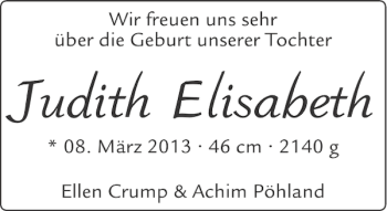 Glückwunschanzeige von Judith Elisabeth von Aachener Zeitung / Aachener Nachrichten