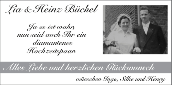 Glückwunschanzeige von Lia Heinz Büchel von Aachener Zeitung / Aachener Nachrichten