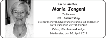 Glückwunschanzeige von Maria Jongen von Aachener Zeitung / Aachener Nachrichten