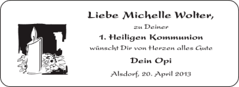 Glückwunschanzeige von Michelle Wolter von Aachener Zeitung / Aachener Nachrichten