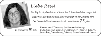 Glückwunschanzeige von Resi  von Aachener Zeitung / Aachener Nachrichten