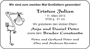 Glückwunschanzeige von Tristan Julian von Aachener Zeitung / Aachener Nachrichten