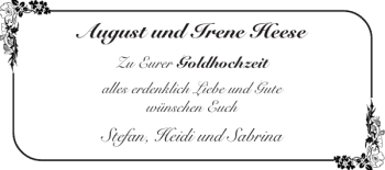 Glückwunschanzeige von August und Irene Heese von Super Sonntag / Super Mittwoch