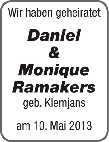 Glückwunschanzeige von Daniel Monique Ramakers von Super Sonntag / Super Mittwoch