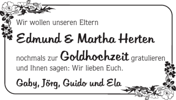 Glückwunschanzeige von Edmund Martha Herten Goldhochzeit von Super Sonntag / Super Mittwoch