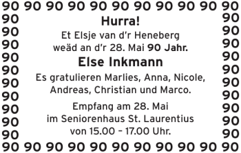 Glückwunschanzeige von Else Inkmann von Super Sonntag / Super Mittwoch