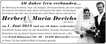 Glückwunschanzeige von Herbert Maria Derichs von Super Sonntag / Super Mittwoch