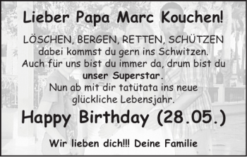 Glückwunschanzeige von Papa Marc Kouchen von Super Sonntag / Super Mittwoch