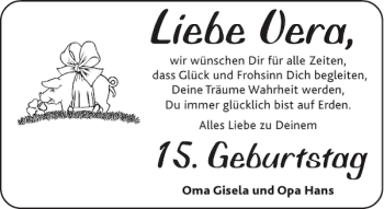 Glückwunschanzeige von Vera  von Aachener Zeitung / Aachener Nachrichten