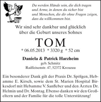 Glückwunschanzeige von und Sohnes g cm von Super Sonntag / Super Mittwoch