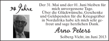 Glückwunschanzeige von Arno Peters von Super Sonntag / Super Mittwoch