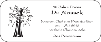 Glückwunschanzeige von Dr. Nossek von Super Sonntag / Super Mittwoch