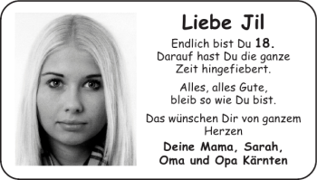 Glückwunschanzeige von Jil  von Super Sonntag / Super Mittwoch
